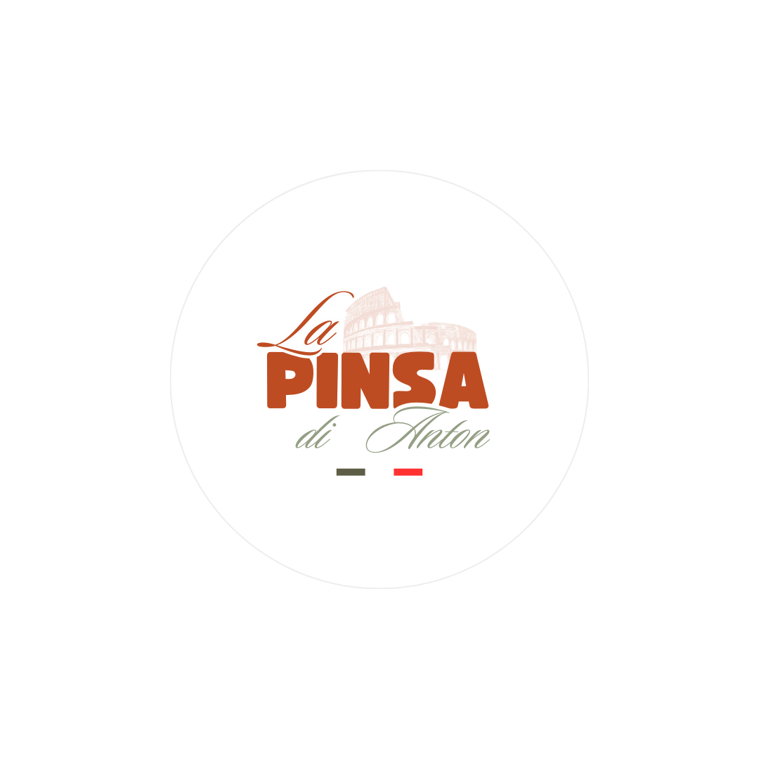 Logo officiel de La pinsa di anton Logo de la boulangerie D'ICI, avec typographie élégante et une illustration d'épi de blé stylisé dans la lettre "D".
