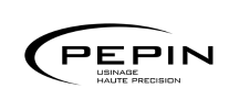 Logo de PEPIN SAS représentant un engrenage stylisé avec le nom "PEPIN" inscrit en lettres capitales.