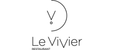 Logo du restaurant Le Vivier, constitué de lignes épurées formant un motif circulaire stylisé.