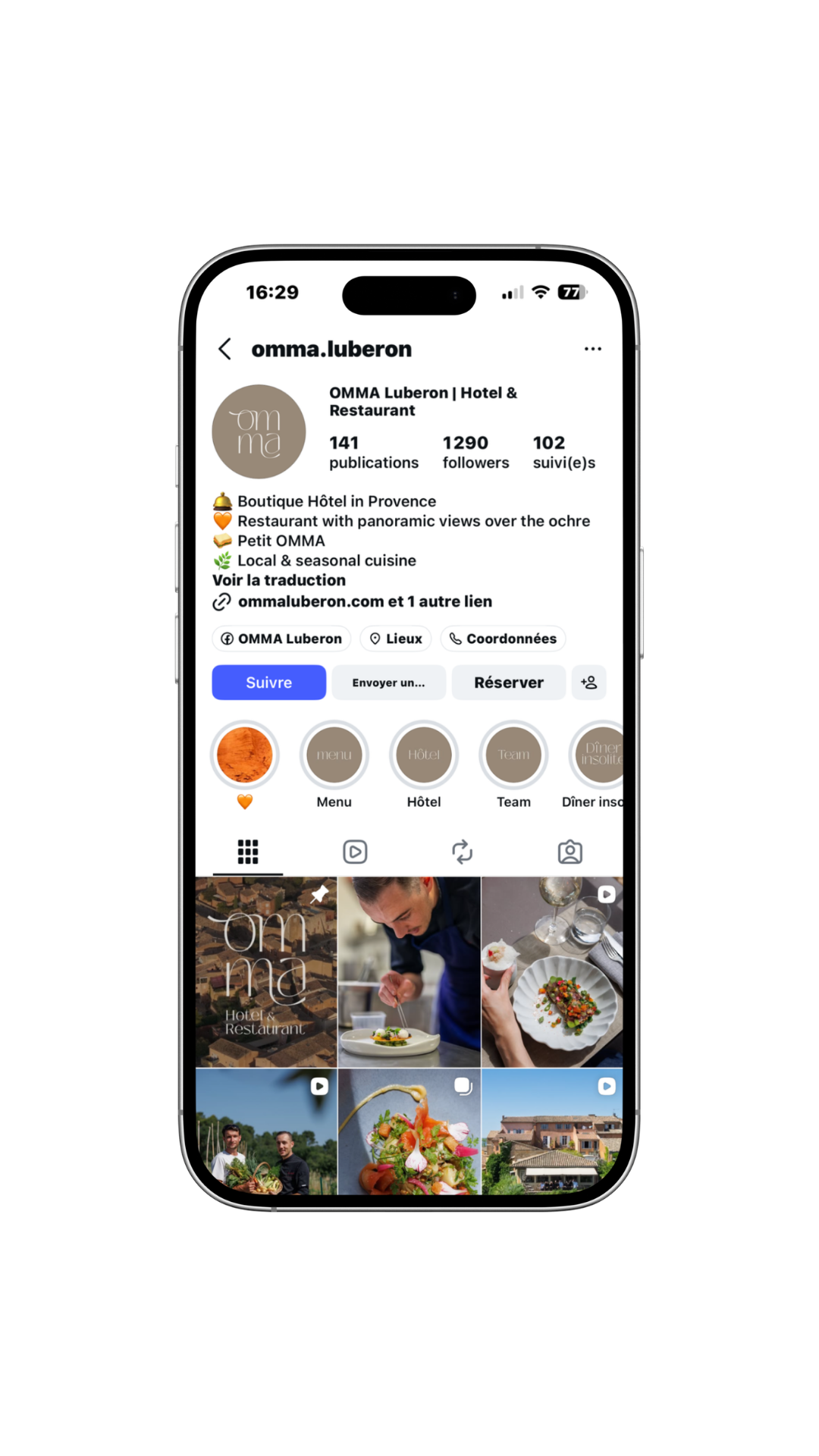 Compte Instagram client 2 - vue inclinée
