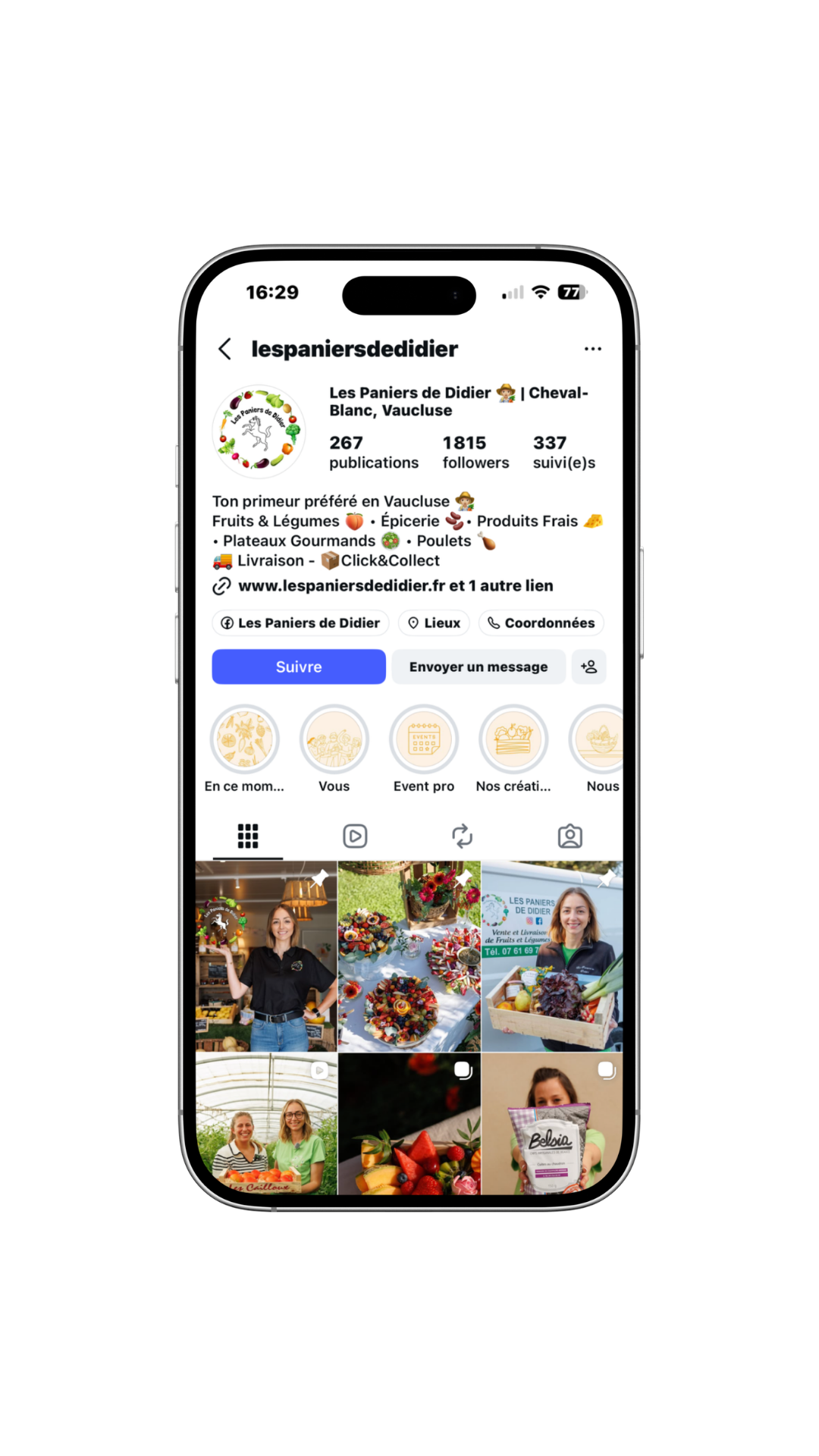 Compte Instagram client 3 - vue de face
