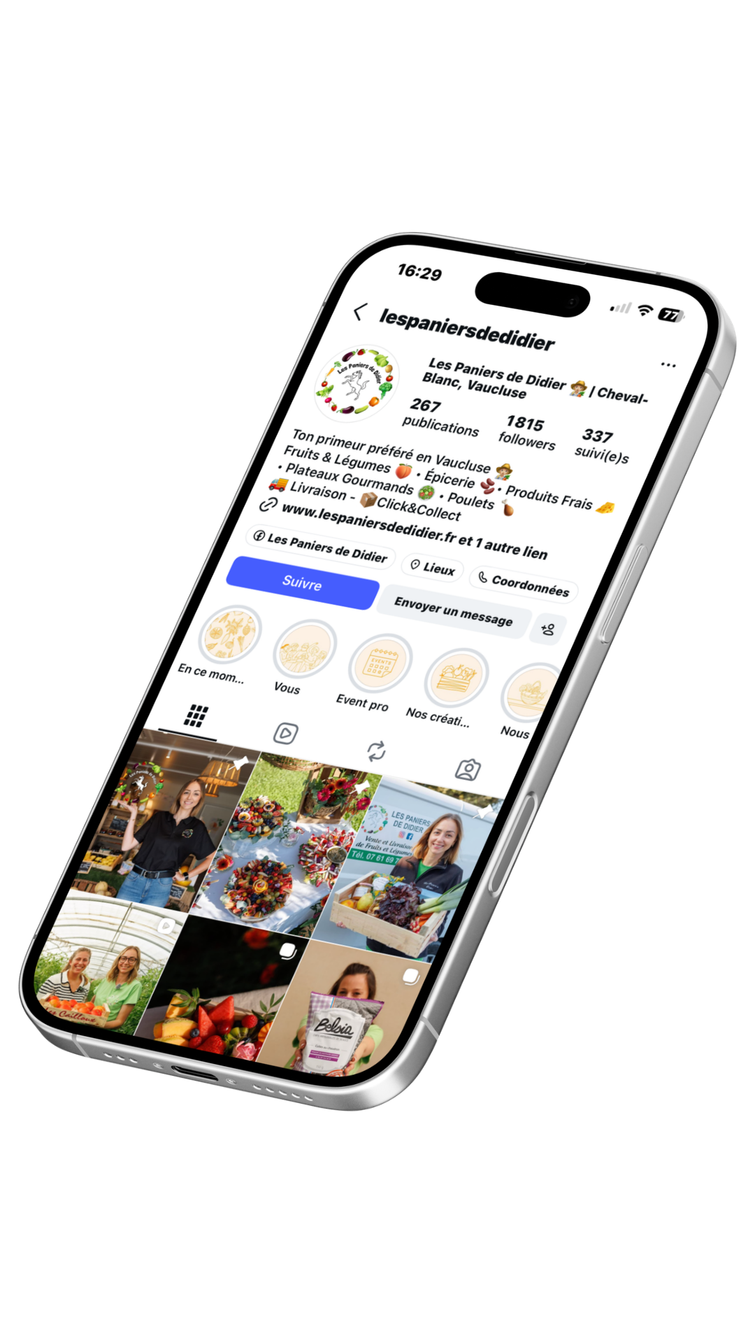 Compte Instagram client 3 - vue inclinée