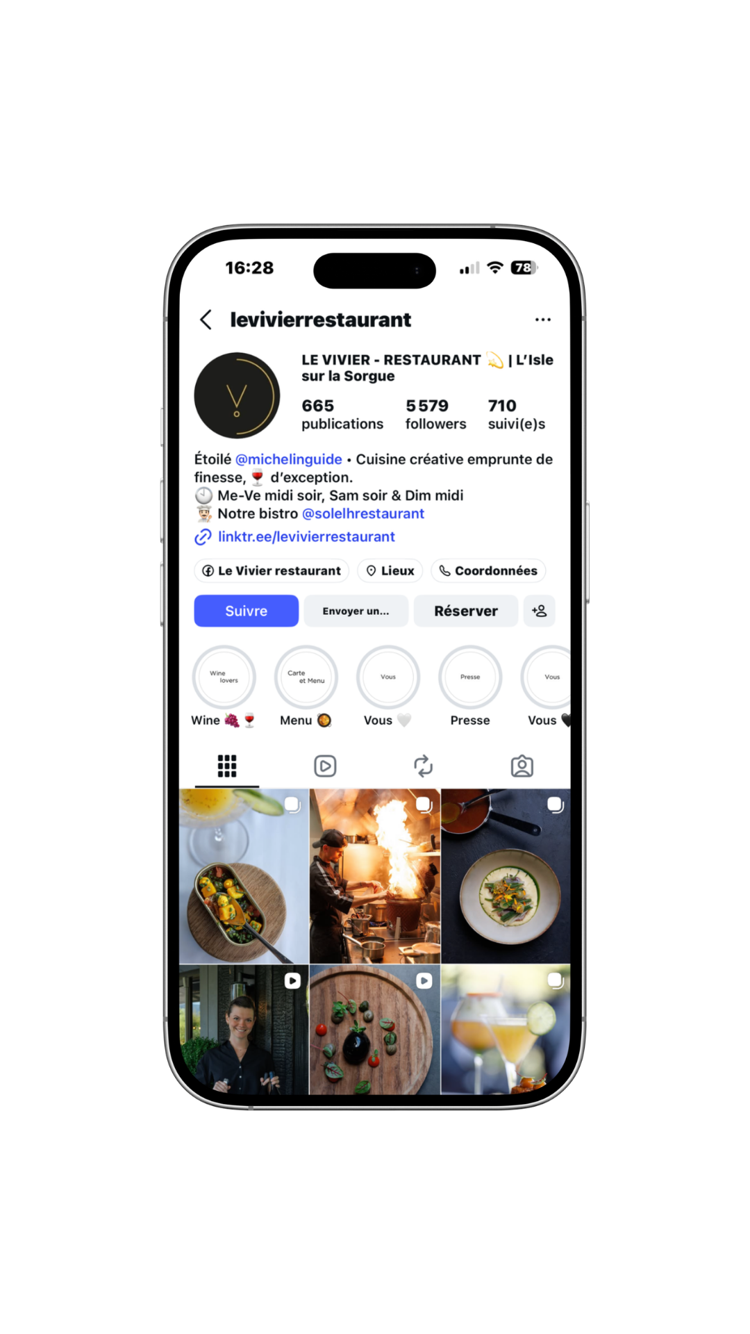 Compte Instagram Le Vivier - vue de face